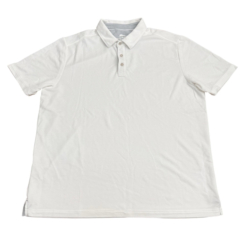 Tommy Bahama Short Sleeve Polo Shirt Men XL Crisp White Tencel Quiet Luxury Golf